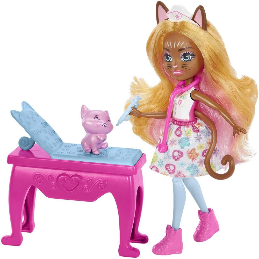 MATTEL ENCHANTIMALS - POUPEE ET COFFRET BETES CITADINES CABINET DU DOCTEUR CHAT 6 MATTEL ENCHANTIMALS - POUPEE ET COFFRET BETES CITADINES CABINET DU DOCTEUR CHAT – Image 4